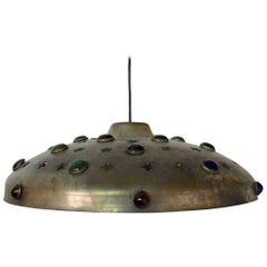 Nanny Still for RAAK, Amsterdam, Ceiling Lamp in Brass Decorated with Art Glass