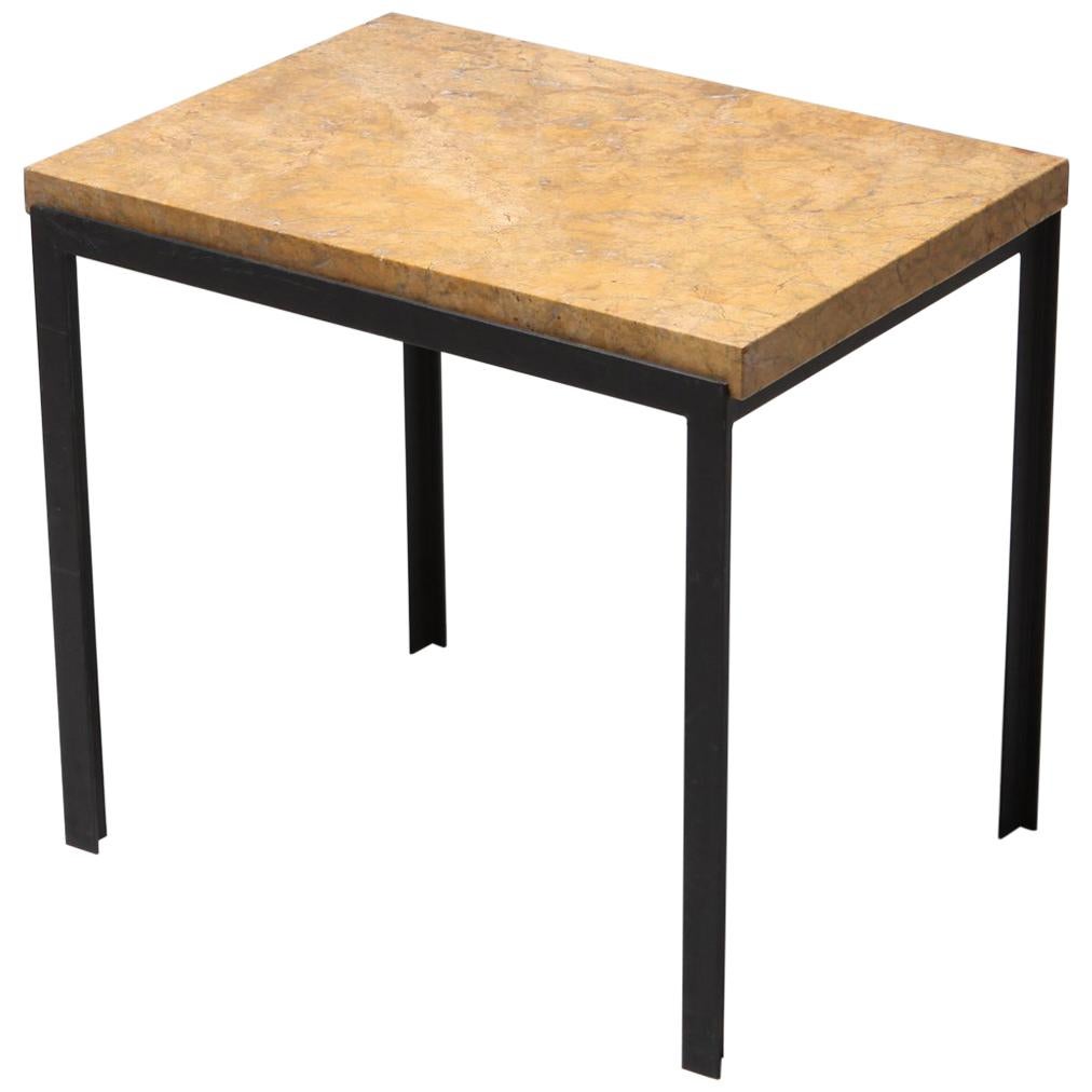 Florence Knoll Marble and Black Steel Side Table Small