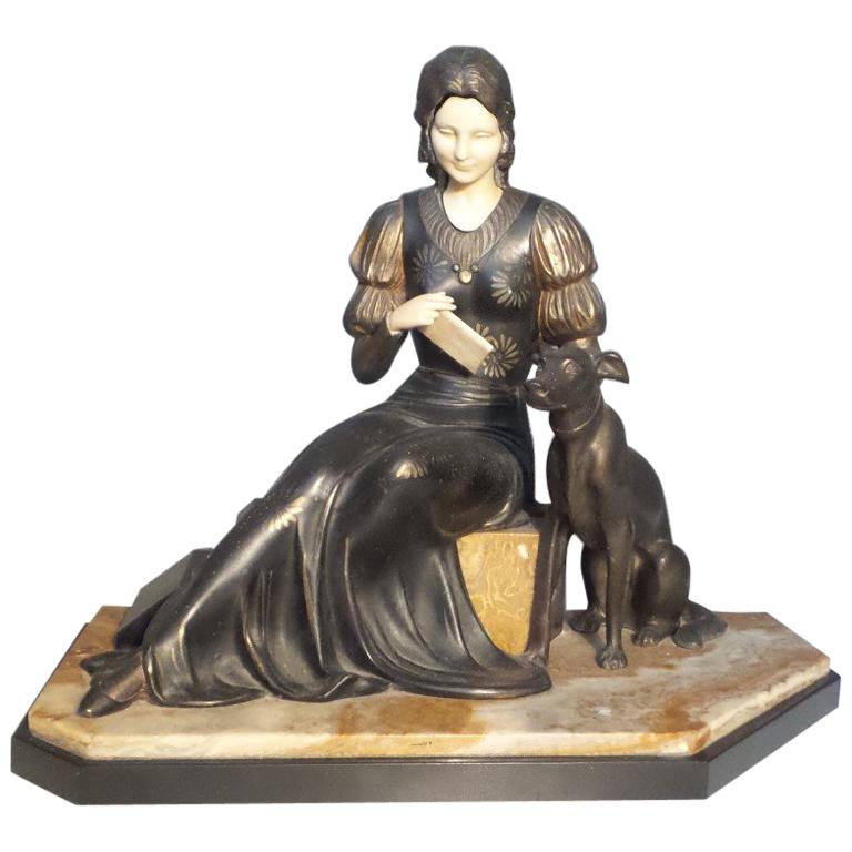 Large Art Deco Figurine Sculpture by Cipriani Signed  circa 1930 For Sale