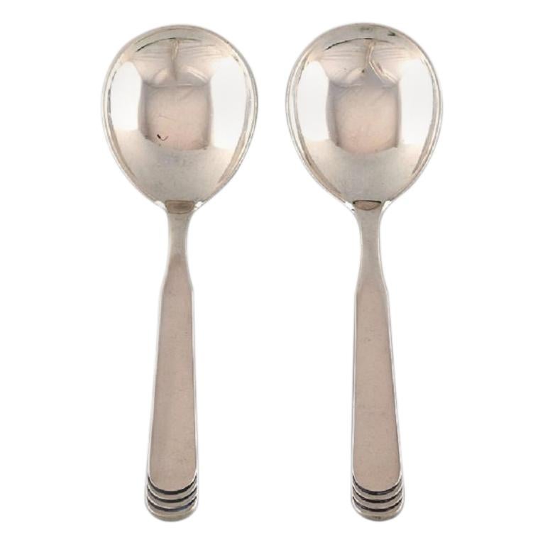 Hans Hansen Silverware Number 15, Sugar Spoon in Silver, 2 Pieces For Sale
