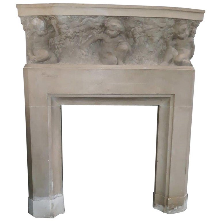 Attributed Paul Hagemans Rare Art Deco Stone Fireplace