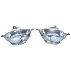 Used Pair of George II Double-Lipped Sauce Boats Made by Richard Gines in 1727