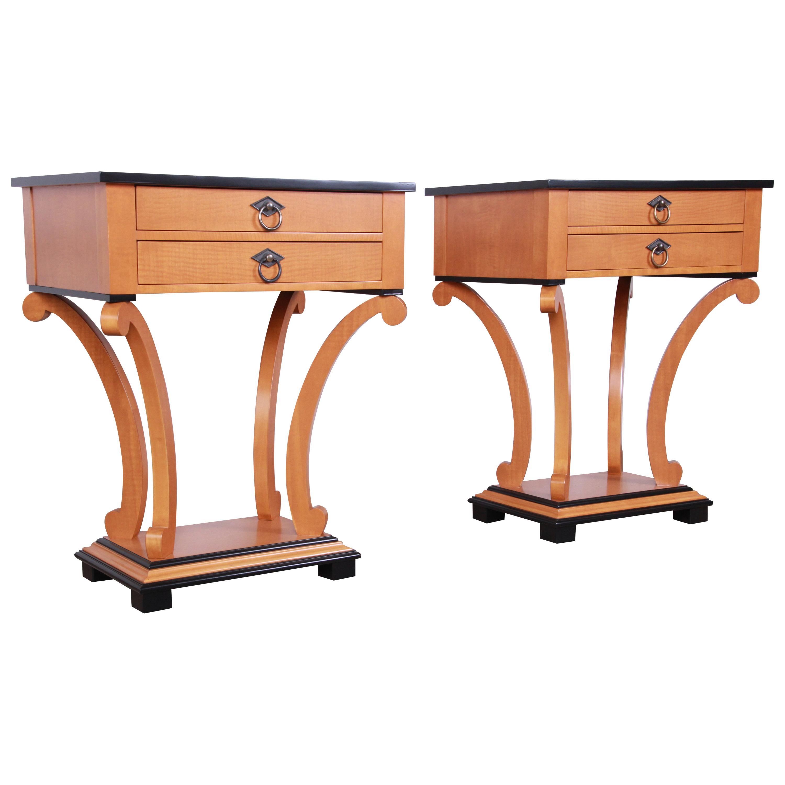 Baker Furniture Biedermeier Style Nightstands, Fully Restored