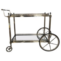 Classic Vintage French Silver Drinks Trolley or Bar Cart