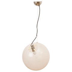 Large Midcentury Italian Globe Pendant with Spiral Glass