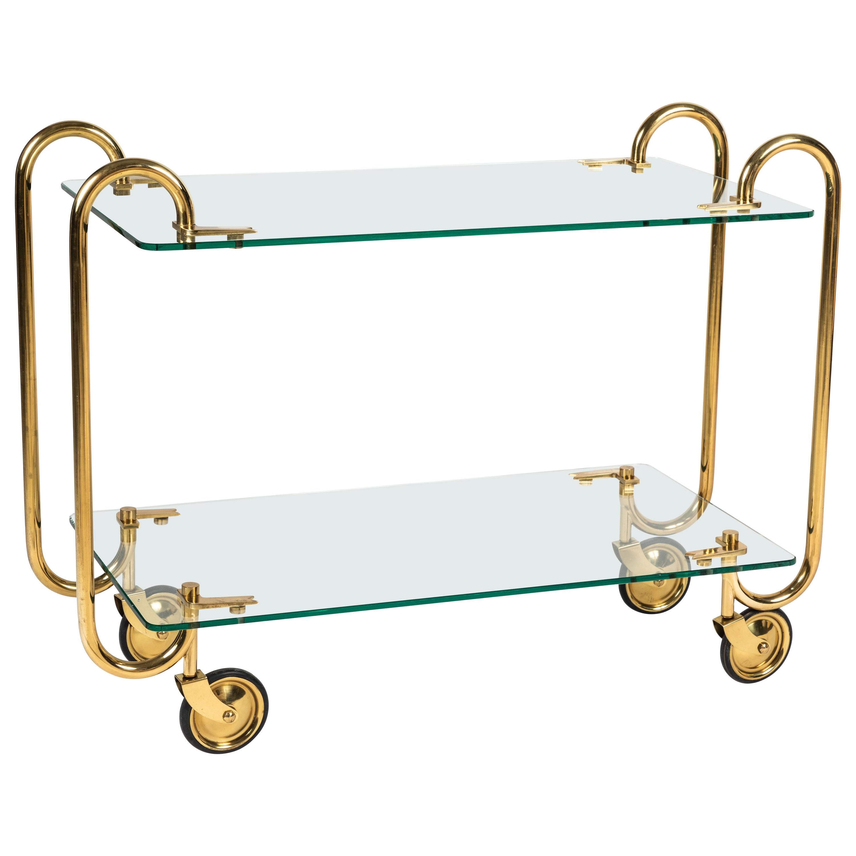 Brass and Glass Drinks Trolley by Fontana Arte