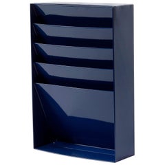 1960s Retro Steel File Holder or Magazine Rack, Refinished in Midnight Blue