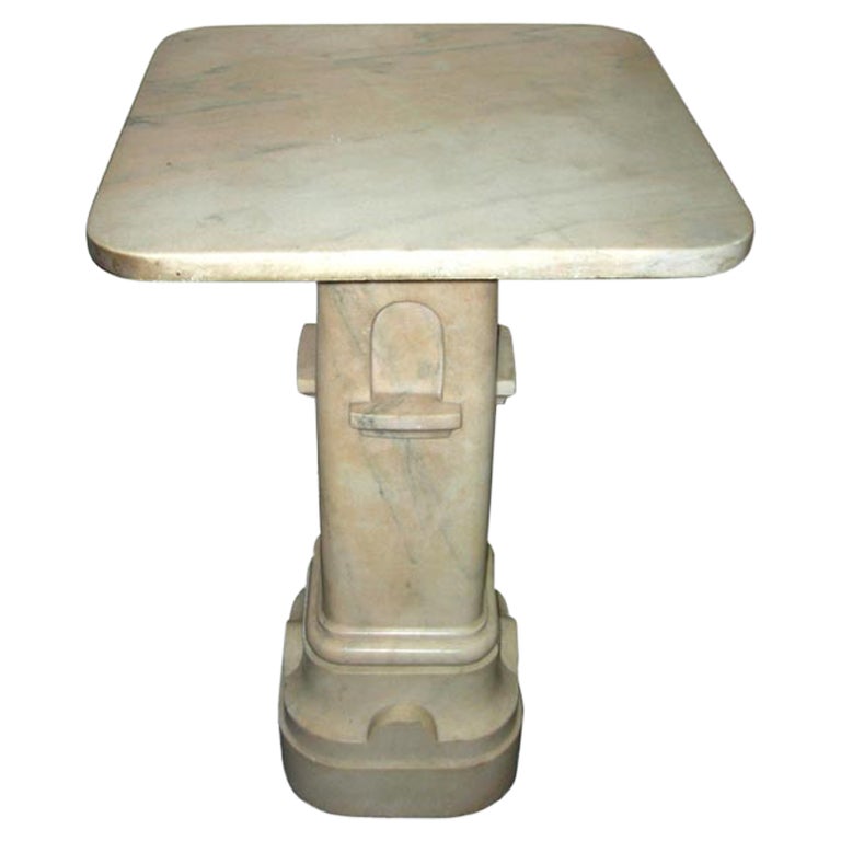 Italian Marble Pedestal Table, Porto Guaro Rosso For Sale