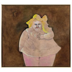 Fat Girl with a Yellow Bow, Oil Painting by Mary Spain, '1934-1983'