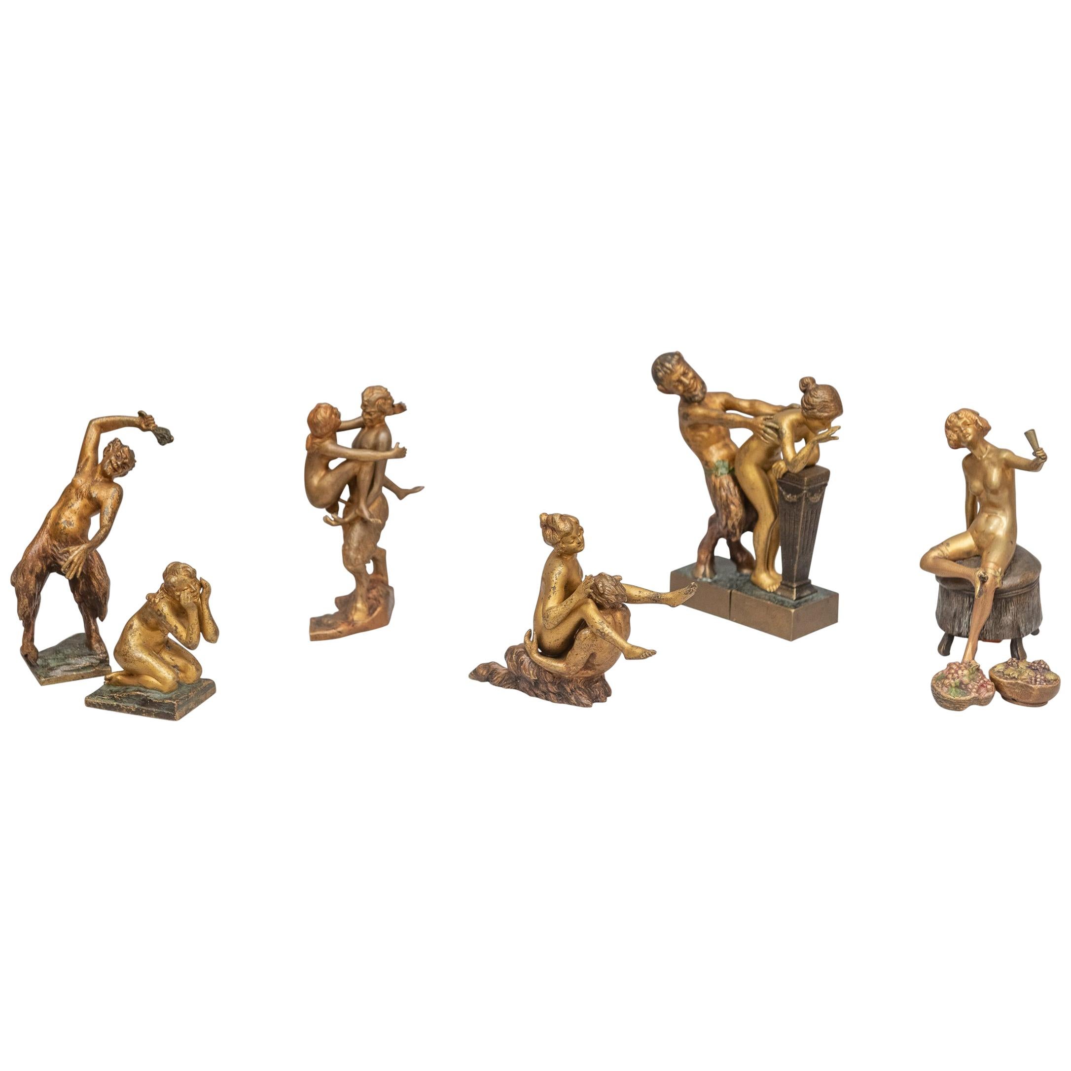 Sammlung von erotischen Wiener Bronzen mit Kaltbemalung:: Gießerei Bergmann:: um 1920