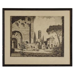 Laurenzi Italienische architektonische Radierung Secret Message, 1960er Jahre