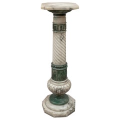 Multi-Colored Antique Carved Alabaster Pedestal ca. 1900