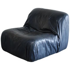 De Sede DS 41 Vintage Leather Lounge Chair Blue