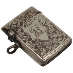 Engraved Sterling Silver Vesta Case, Birmingham, 1915