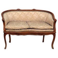 Antique Carved Walnut Louis XV Style Settee Sofa Canape