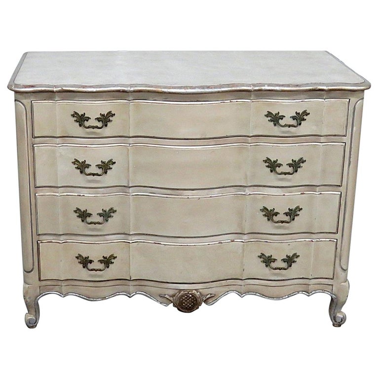 French Louis Xv Antique Distressed Painted Dresser Commode C1940s