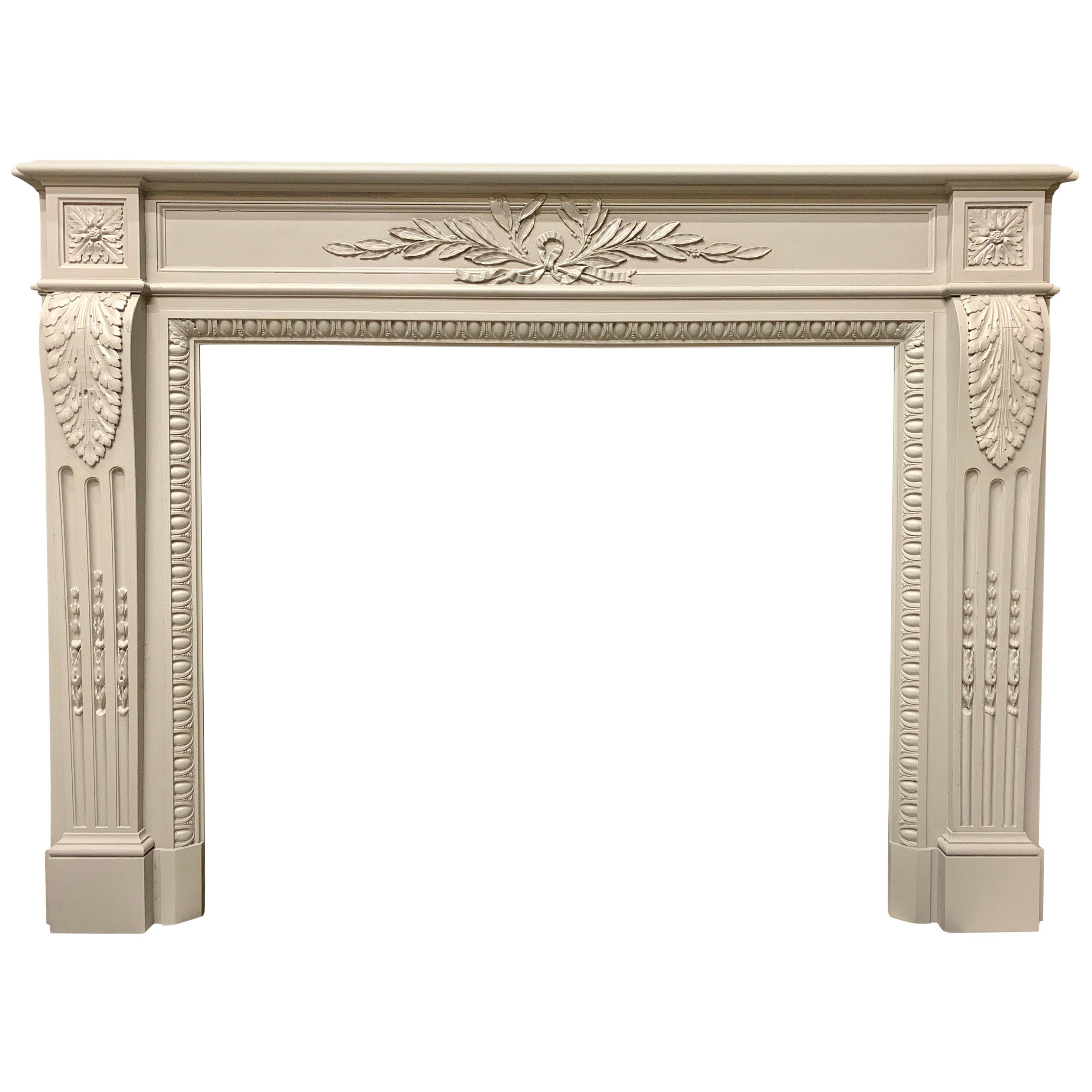 Louis XVI Style 19th Century French Mahogany Fireplace Surround