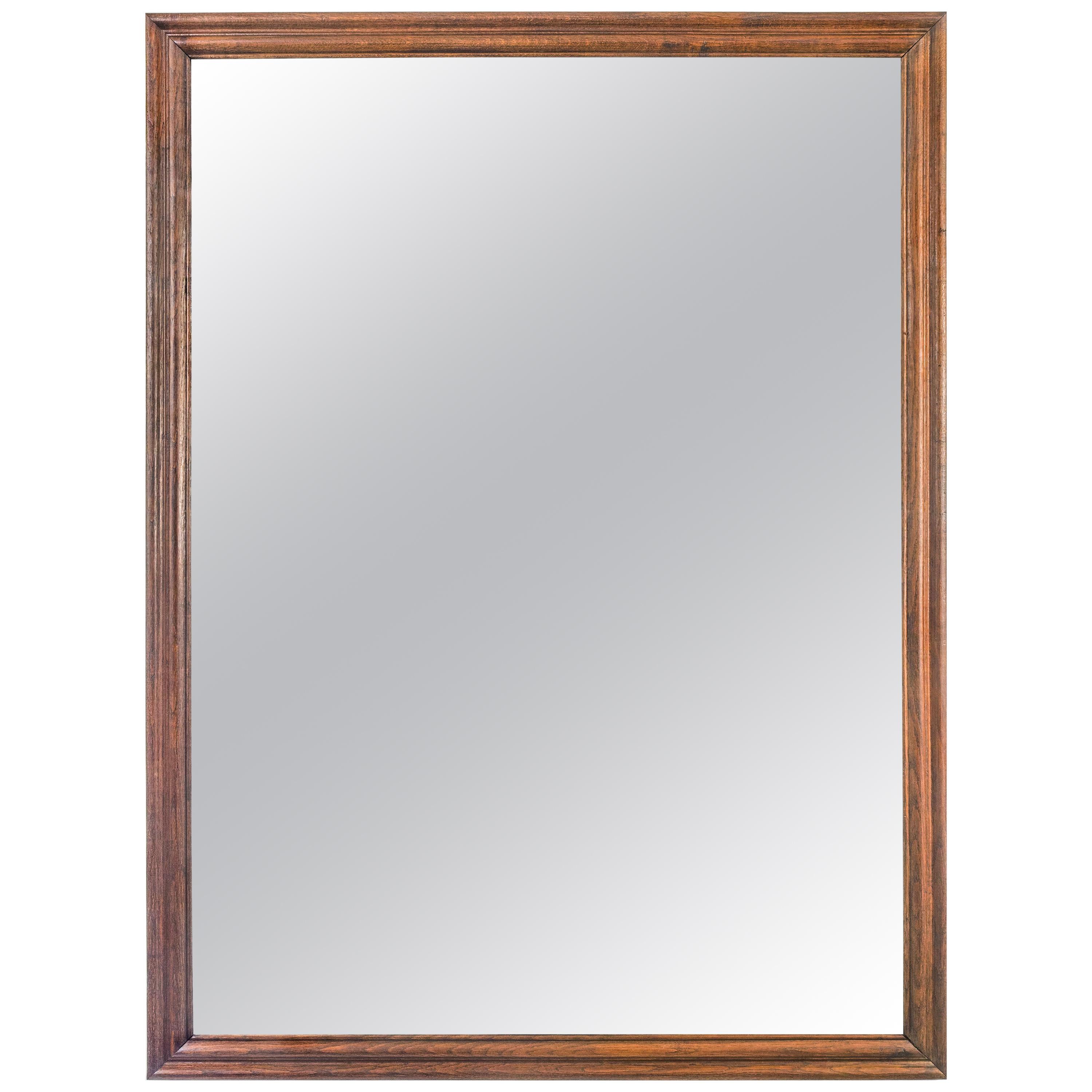 English Large Oak Framed Mirror with Antique Glass at 1stDibs