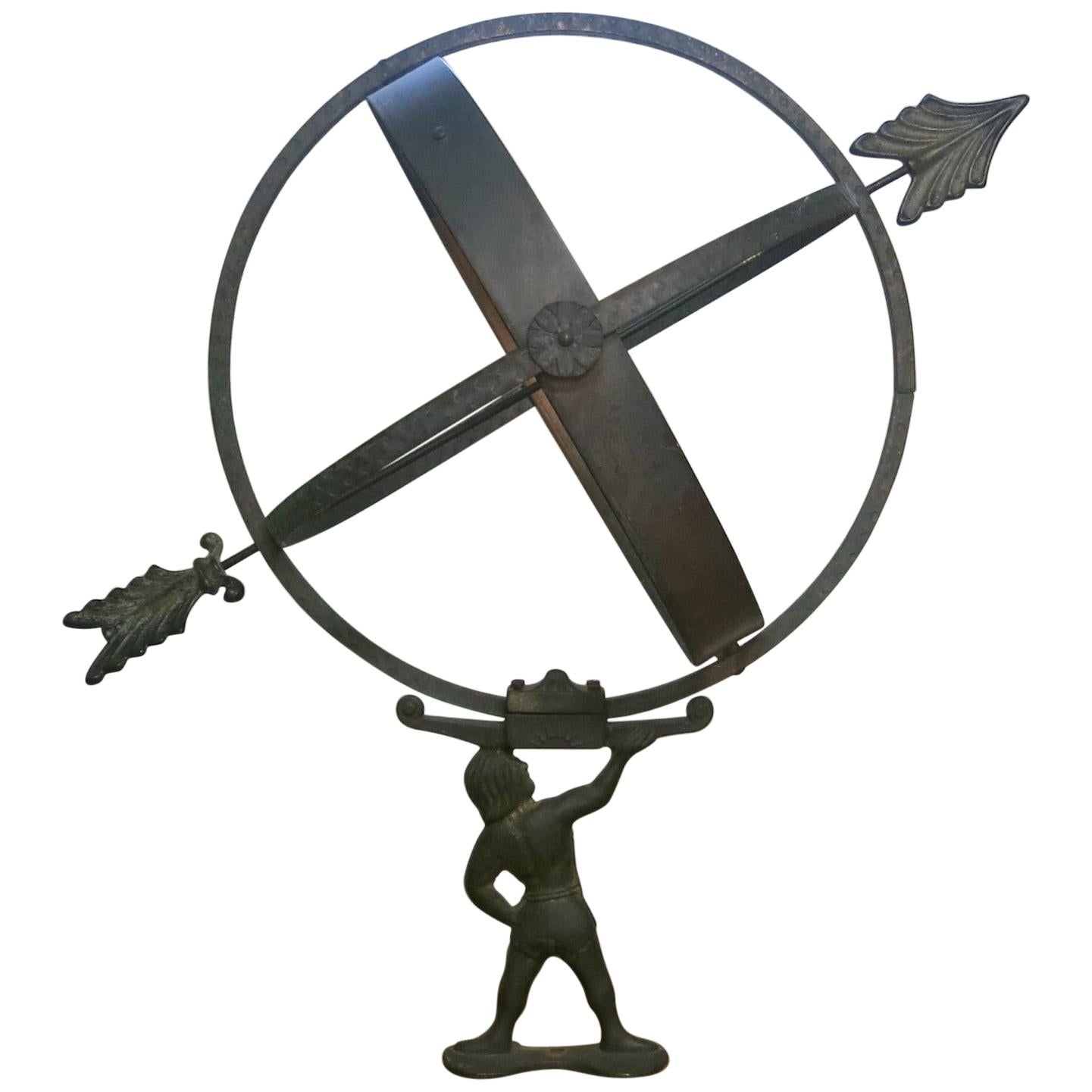 Brass Bronze and Copper Armillary Sundial Attributed to Sune Rooth For Sale