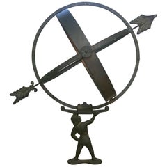 Brass Bronze and Copper Armillary Sundial Attributed to Sune Rooth