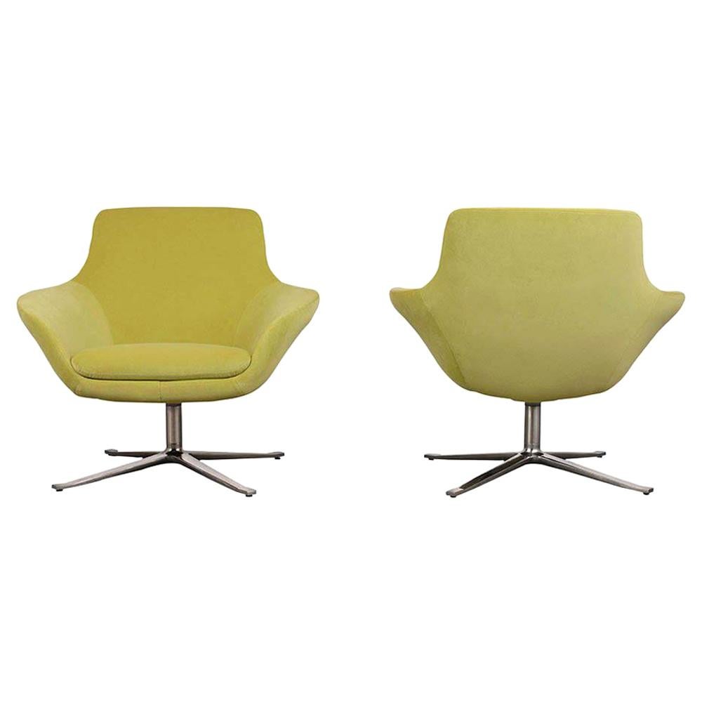 Set of Two Modern Swivel Lounge Chairs