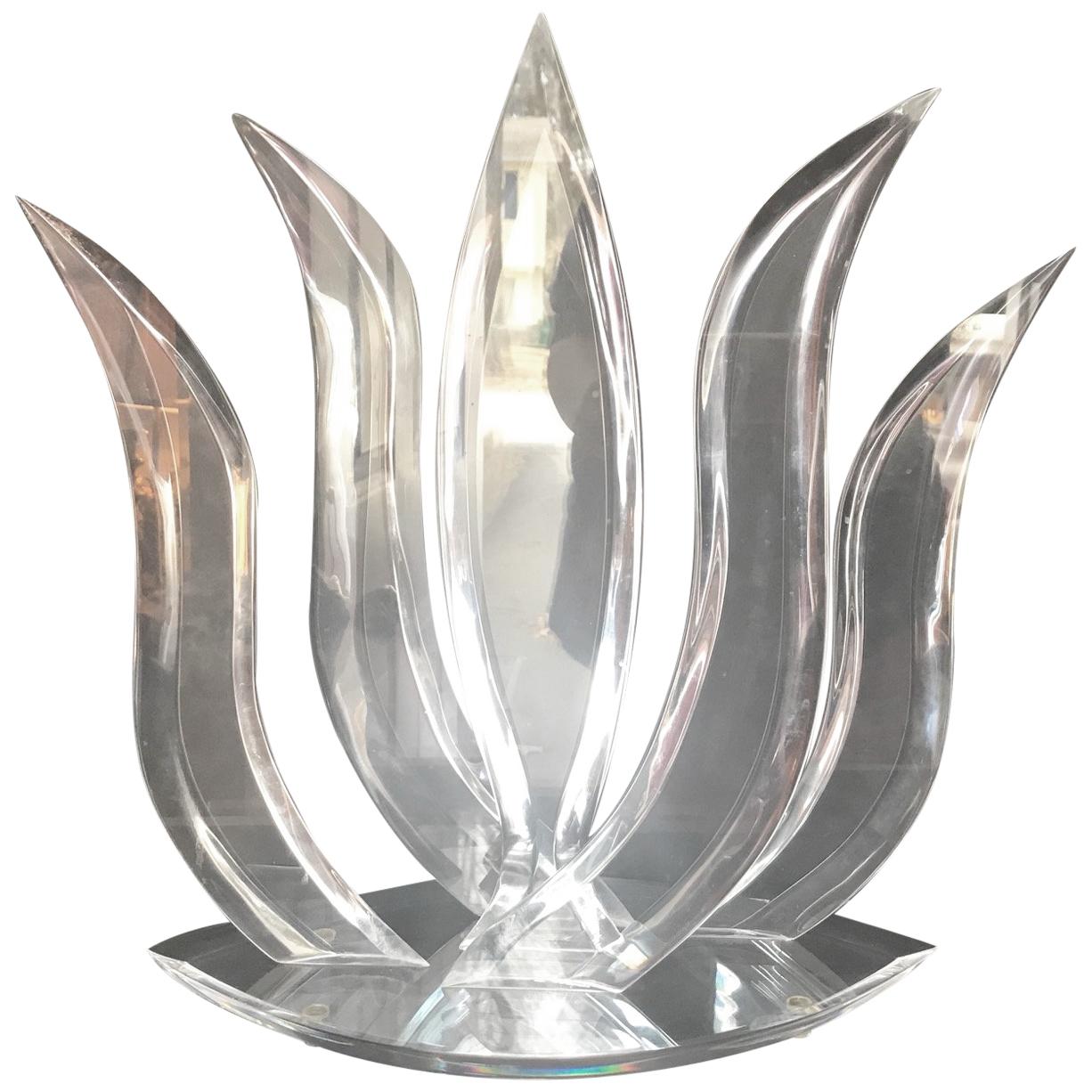 Mid-Century Modern Abstract Clear Lucite Sculpture by Hivo Van Teal
