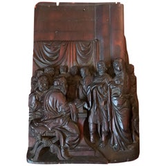 Groupe de figurines religieuses en bois sculpté flamand du 17ème siècle, début de l'ère baroque