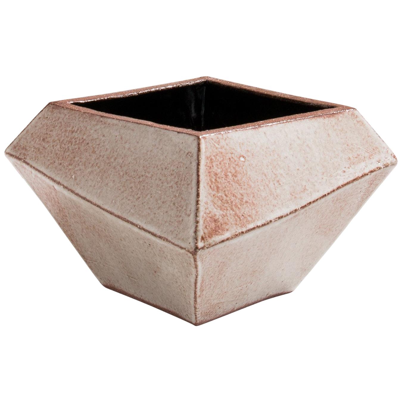 Facet Glossy Gray, Rust, and Black Modern Geometric Ceramic Vessel