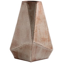 Facet Glossy Gray, Rust, and Black Modern Tapered Geometric Ceramic Vase