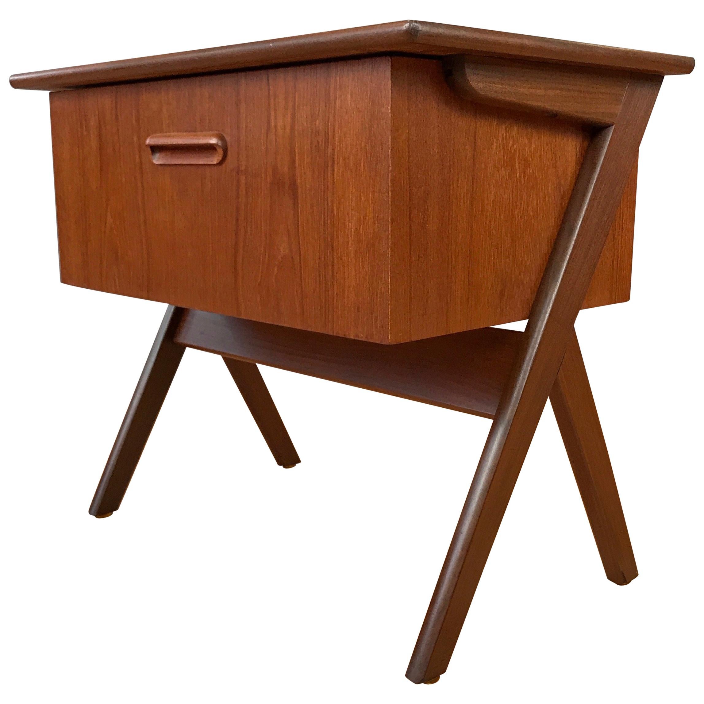 Midcentury Danish Modern Teak Sewing Box Table