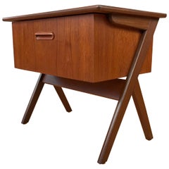 Retro Midcentury Danish Modern Teak Sewing Box Table