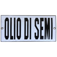 1950s Vintage Italian Enamel Metal Sign "Olio Semi", 'Seed Oil'