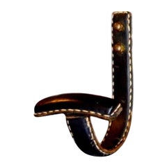 Set of 3 Jacques Adnet Leather Hooks