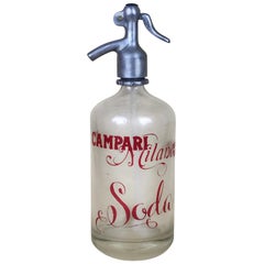 1950s Rare Vintage Glass Italian Soda Syphon Seltzer Campari Milano Soda