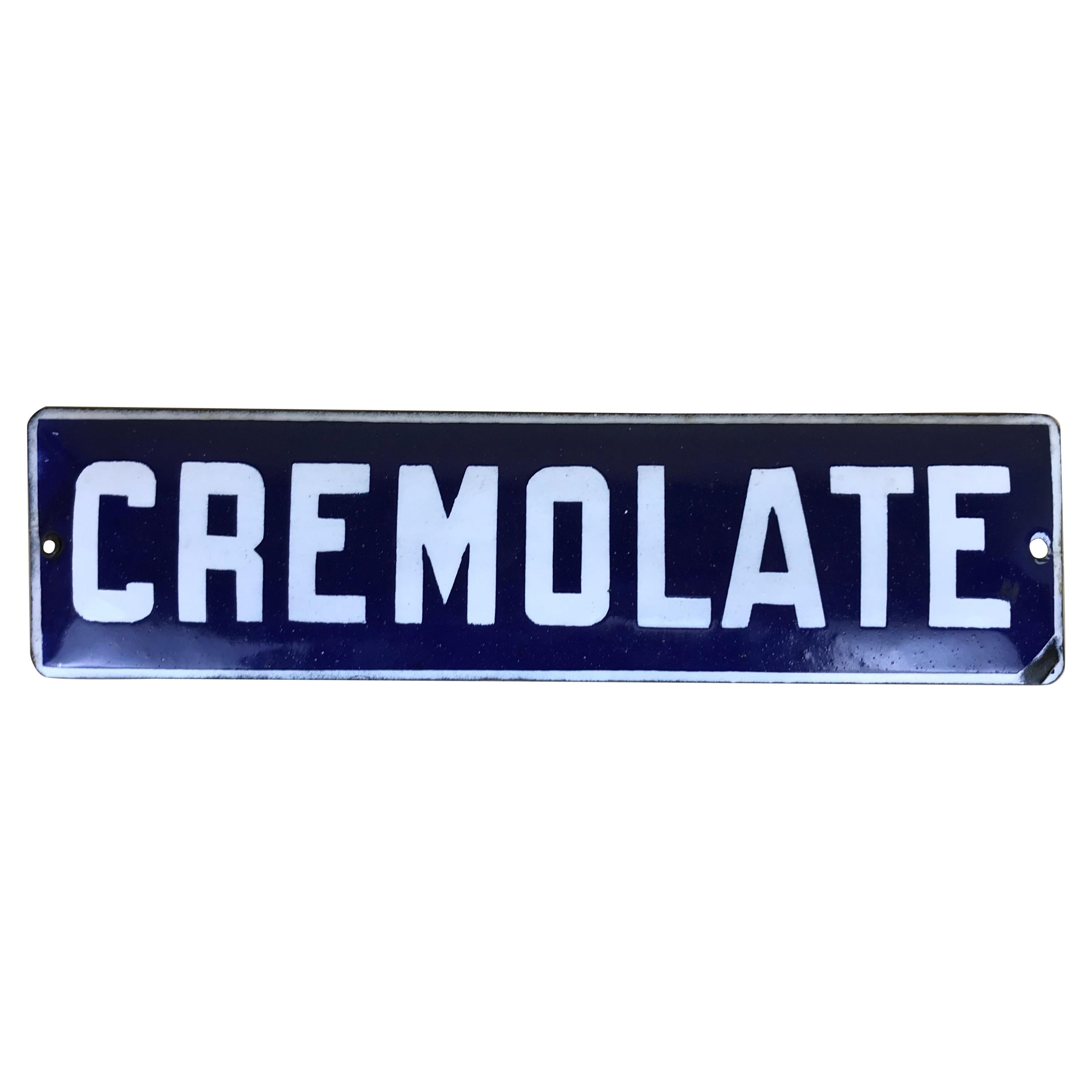 1950s Italian Vintage Blue Enamel "Cremolate" Ice Cream Sign