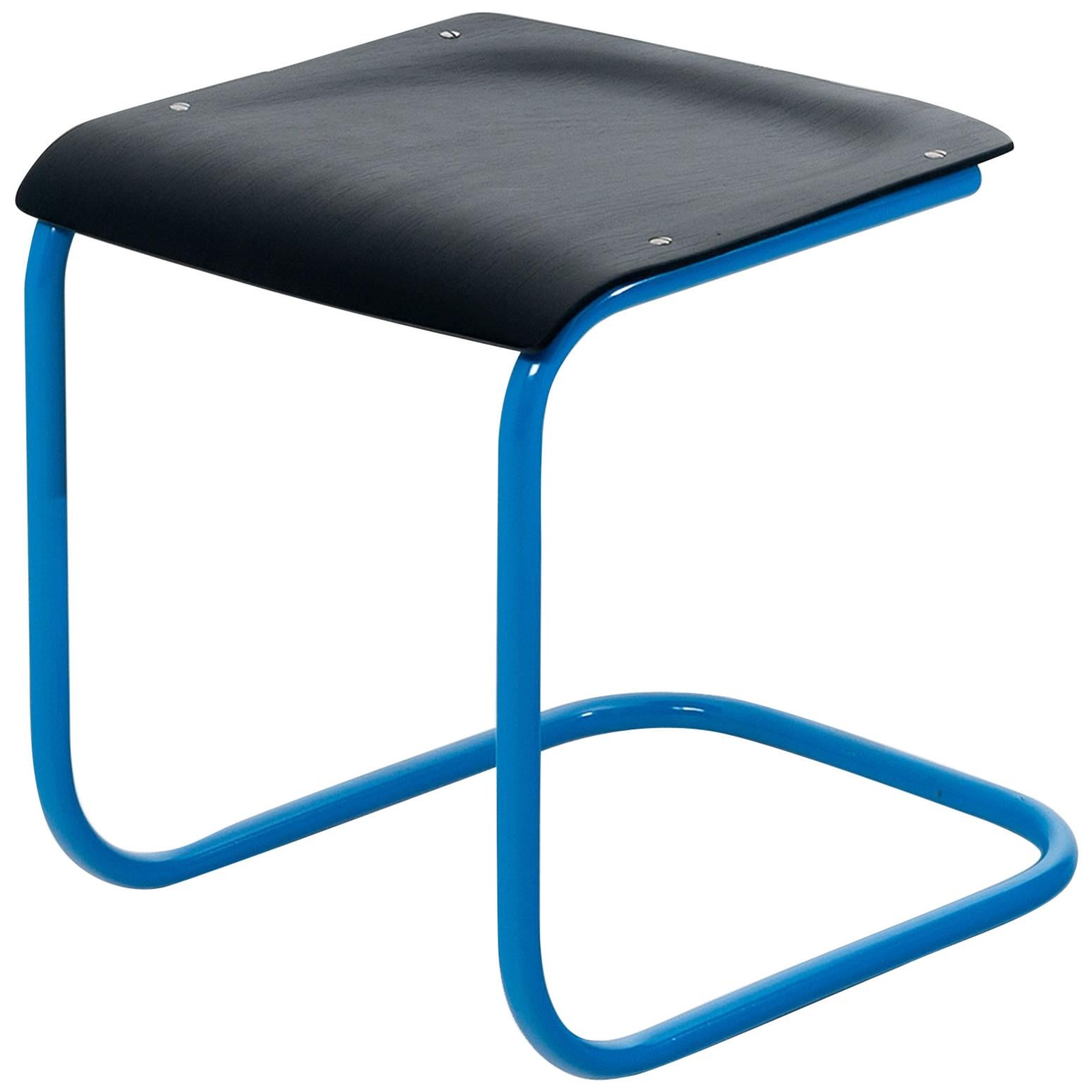 Mart Stam Bauhaus Stool in Black and Blue For Sale