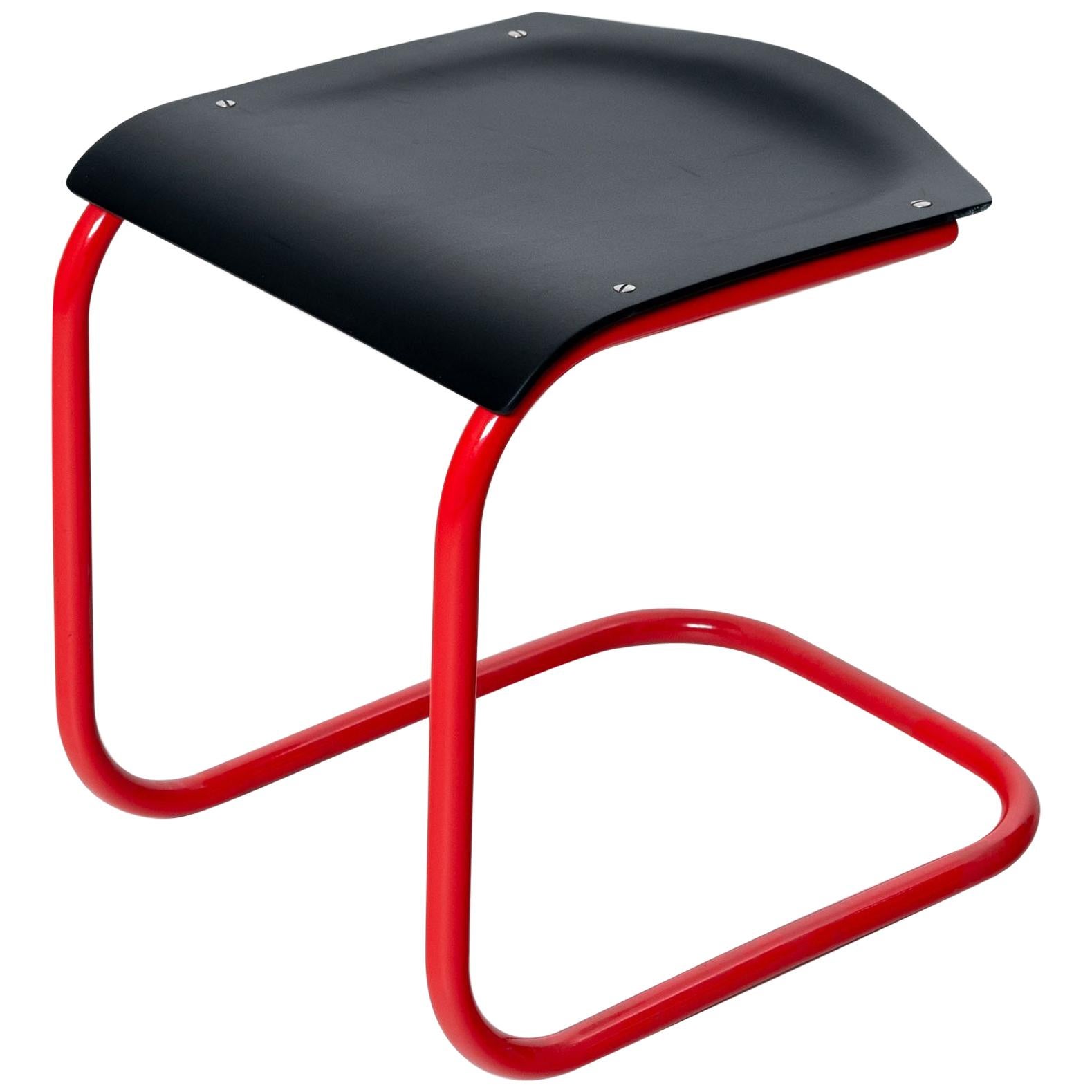 Mart Stam Bauhaus Stool in Black and Red For Sale