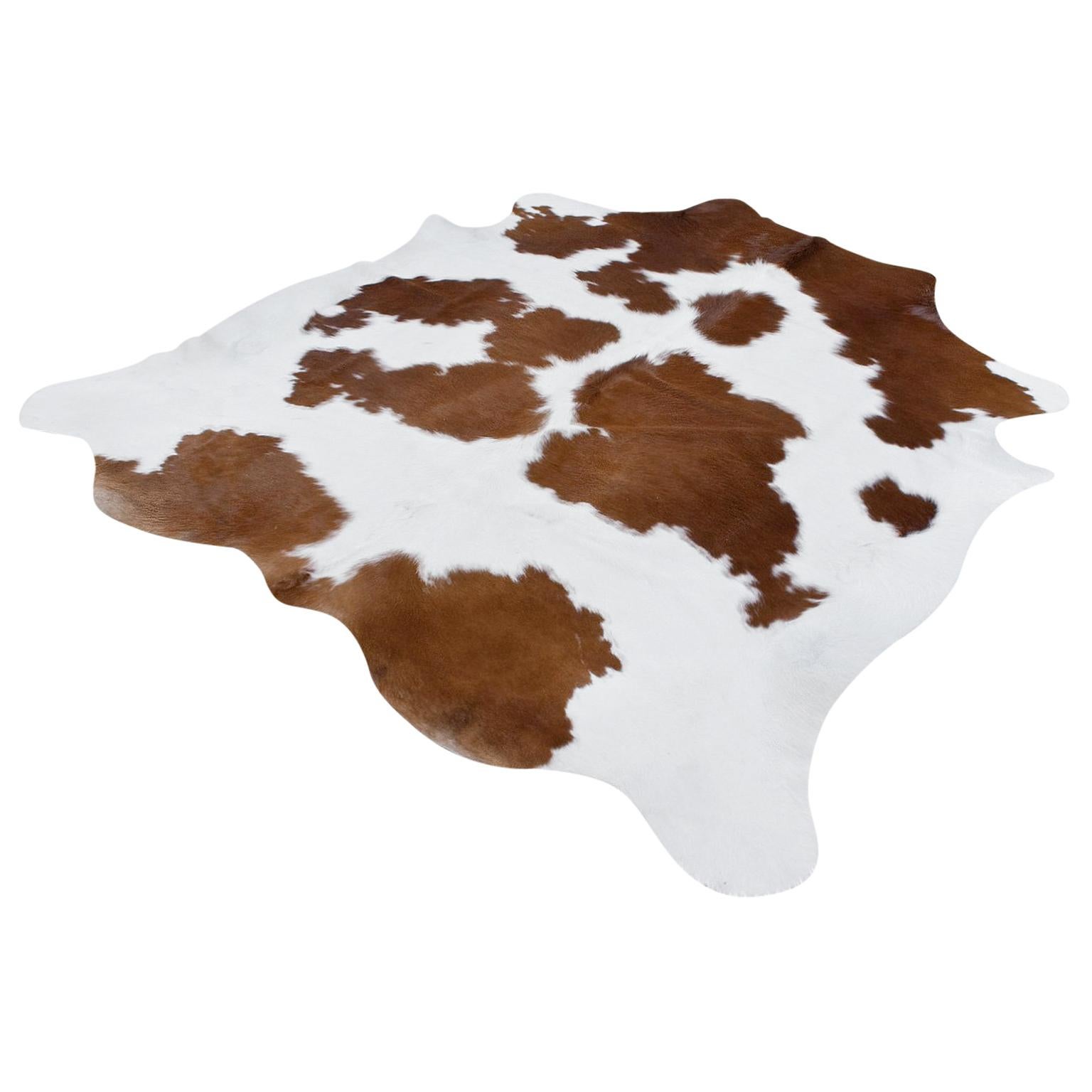 Organic Modern Natural White and Brown Cowhide or Rug, Dutch Cattle, 2018