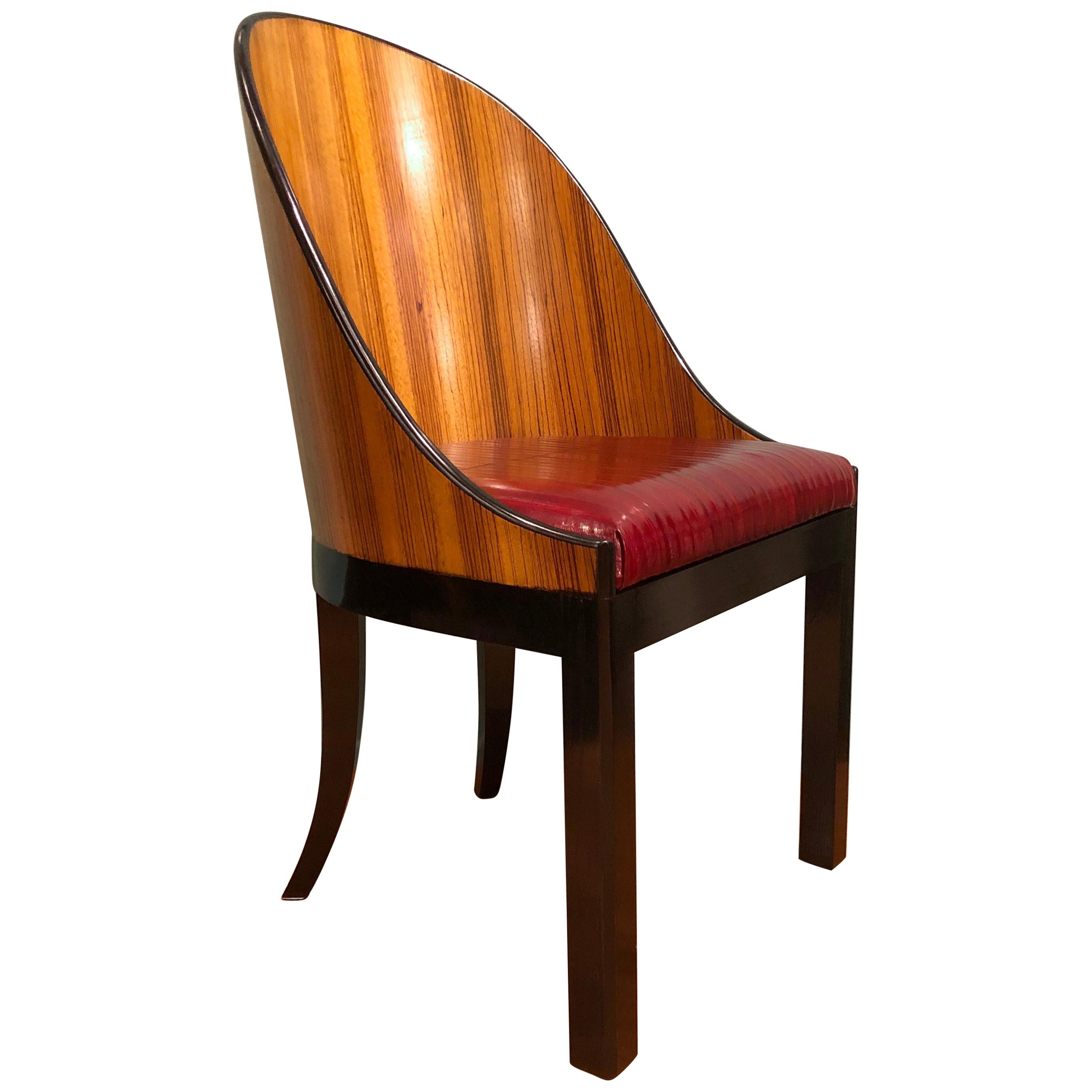 Zebra Wood Bespoke Customizable Red Leather Seats And Black Details Chairs