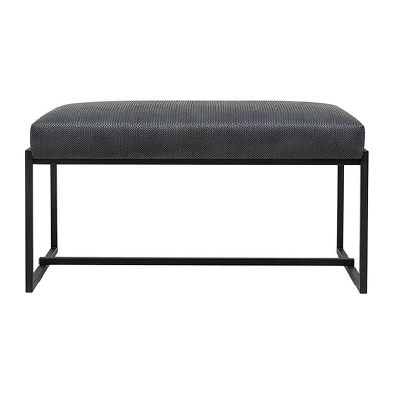GHYCZY Bench Grace GB03 Charcoal Frame and Details, Leather Look Fabric  For Sale