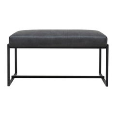 GHYCZY Bench Grace GB03 Charcoal Frame and Details, Leather Look Fabric 