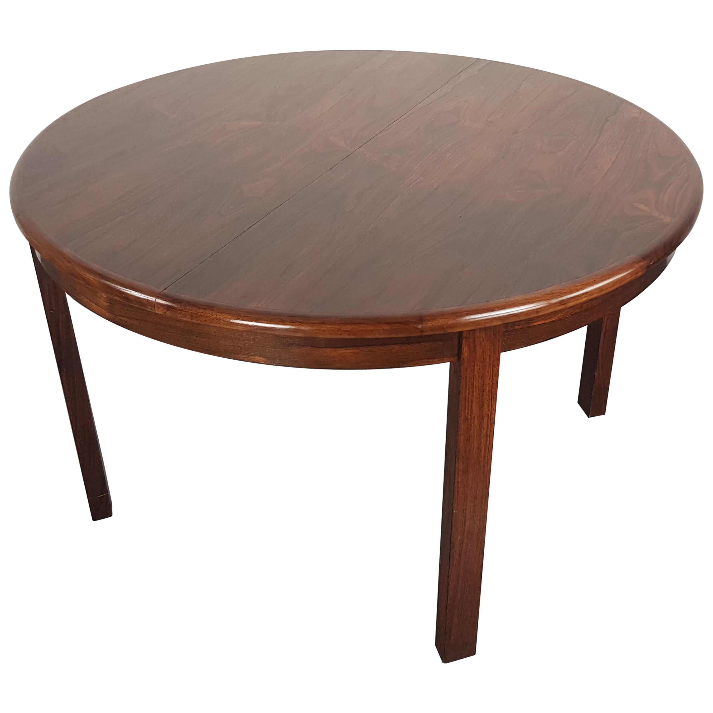 Midcentury Danish Extending Rosewood Dining Table For Sale