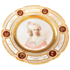 19th Century French Sevres Painted & Gilt Portrait Plate Haviland Numbered