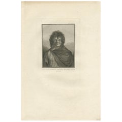 Antique Print of a Man of Tierra del Fuego by Cook, '1803'