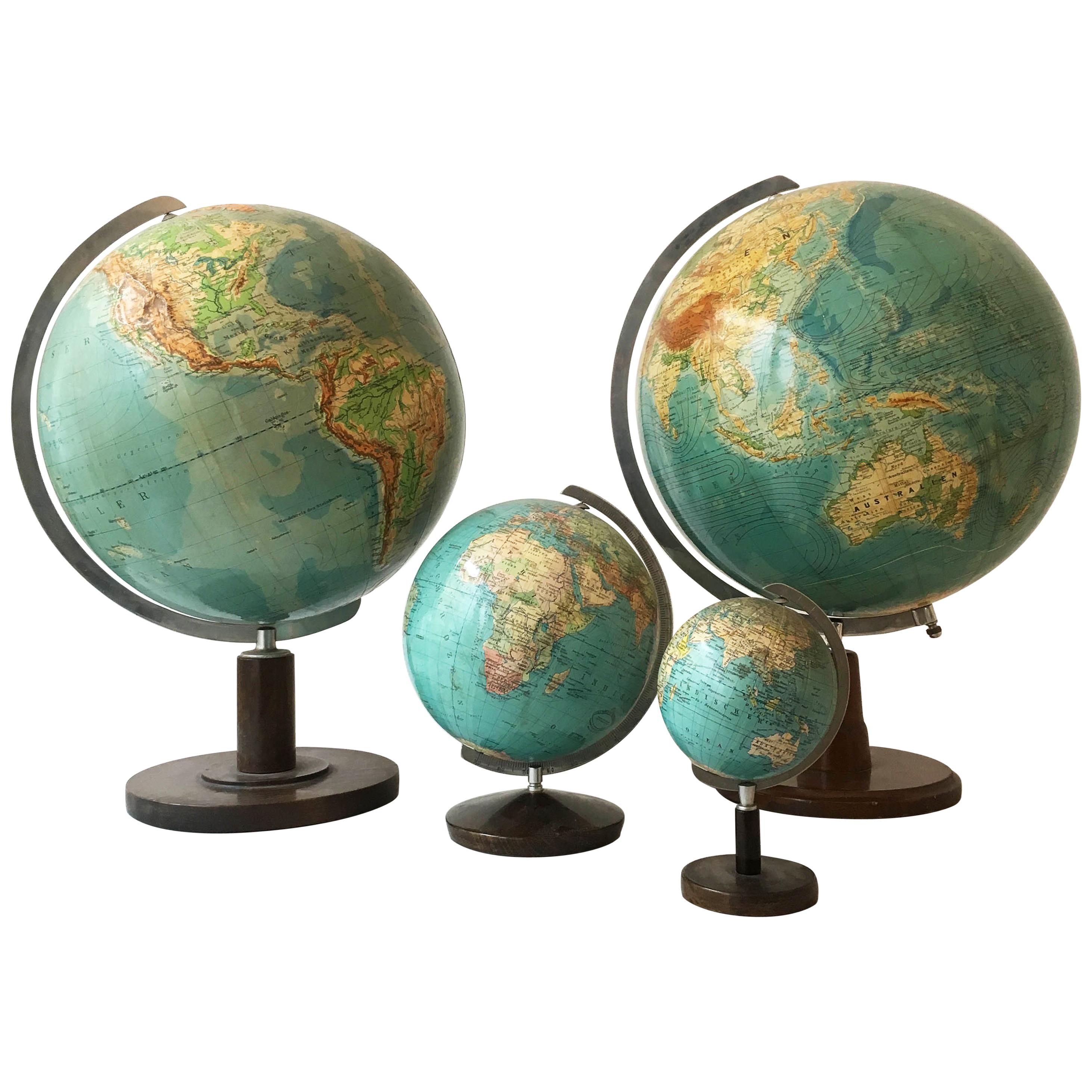 Vintage Globes Collection, Set of Four, Germany, 1930s For Sale