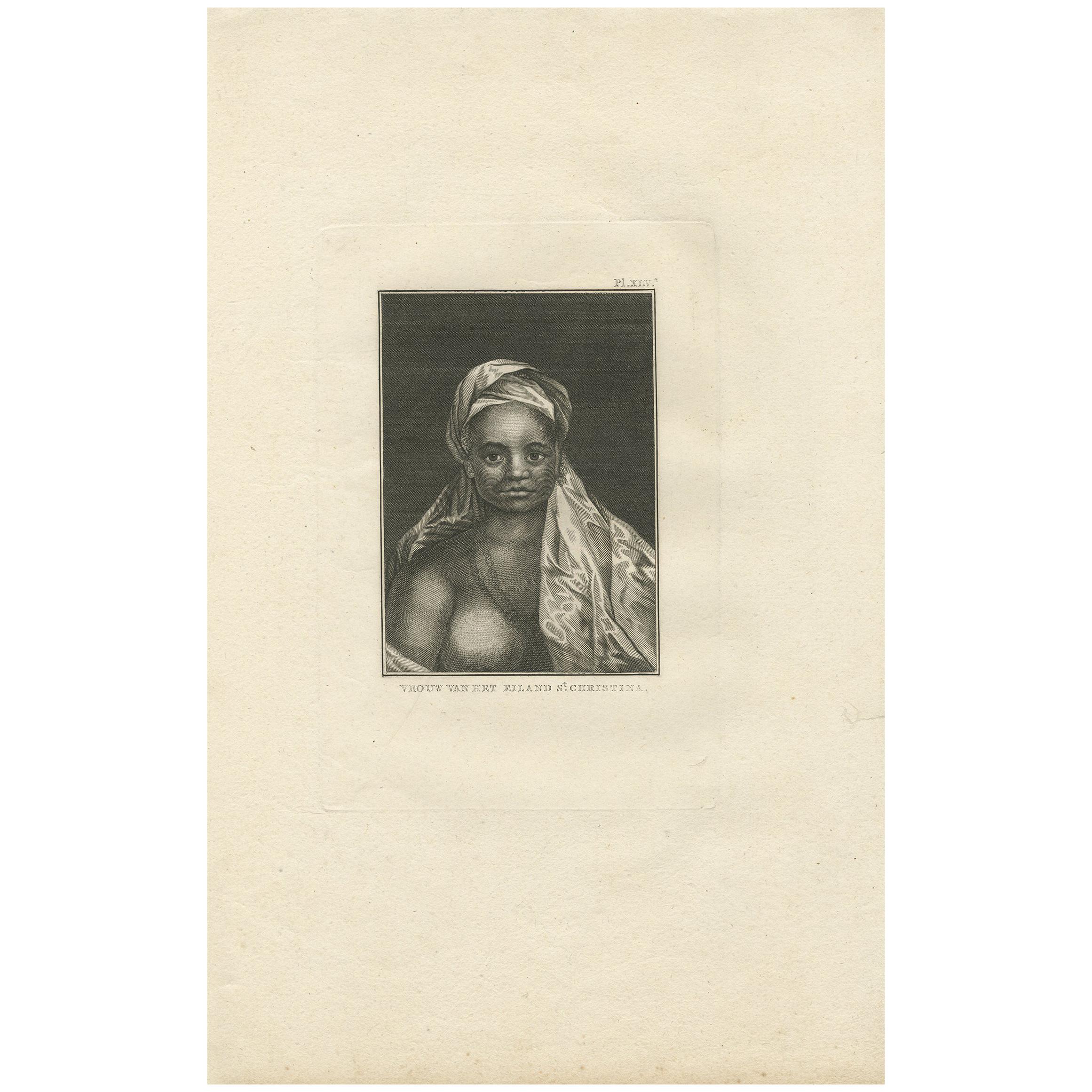 Antique Print of a Woman of Santa Christina ‘Marquesas’ by Cook, 1803 For Sale