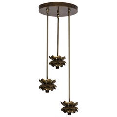 Feldman Brass Lotus Flower Three-Light Fixture