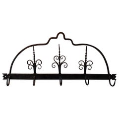 18th Century Dutch Wrought Iron Wall Rack for Fireplace Tools