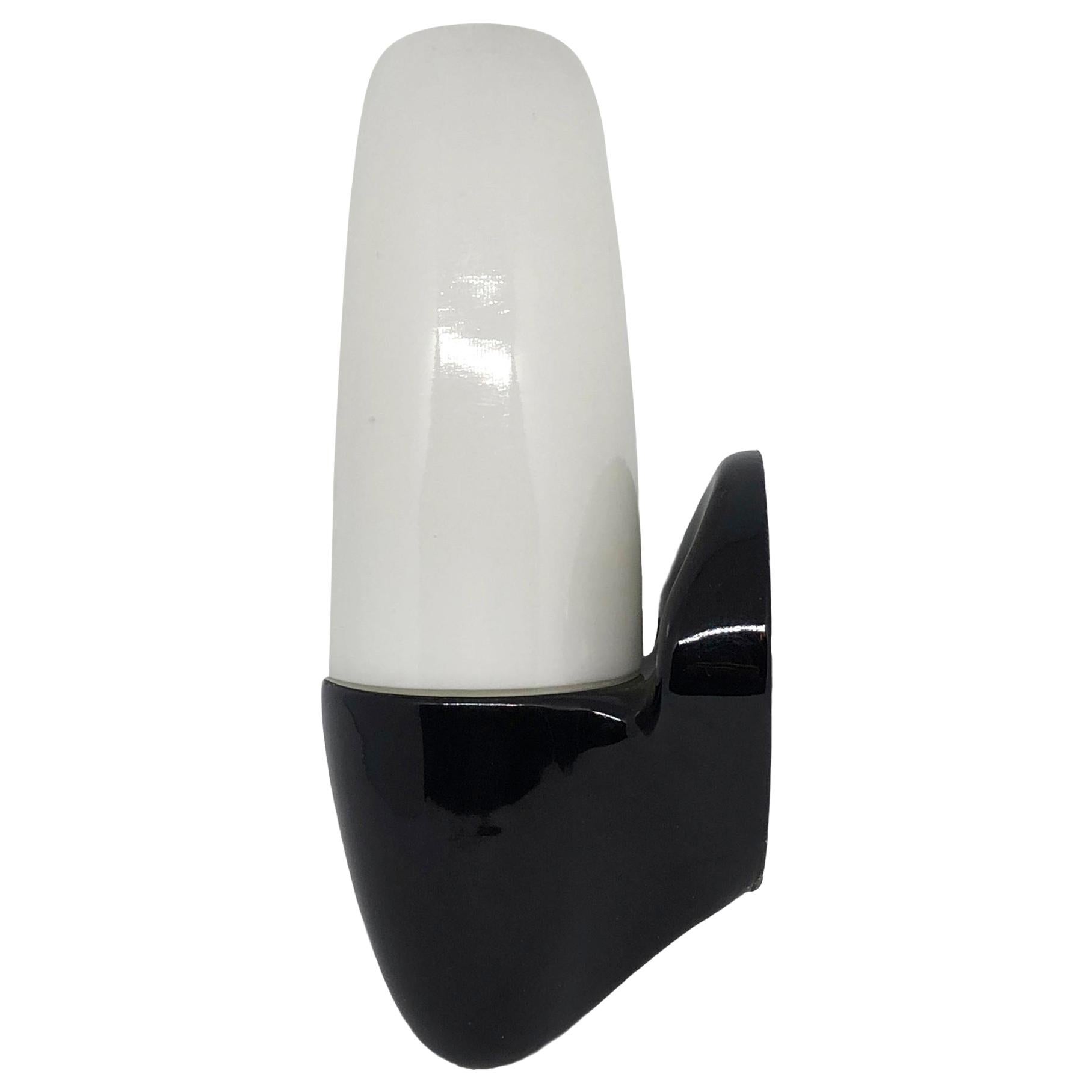 Bauhaus Wagenfeld Black and White Wall Sconce, Germany, 1950s For Sale