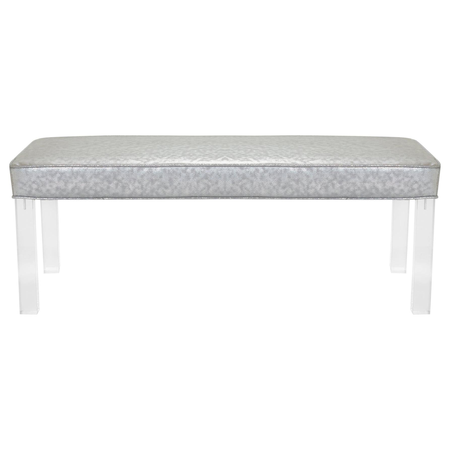 Prism Bench in Sharkskin Motif Leather by Montage For Sale